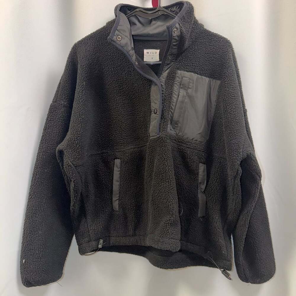 Wilo The Label Fleece Pullover Size S Black Sherpa Snap